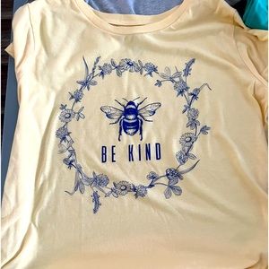 Ana Cabana.  yellow T “Bee Kind” graphic in blue. Sz XL fits like L/XL.
